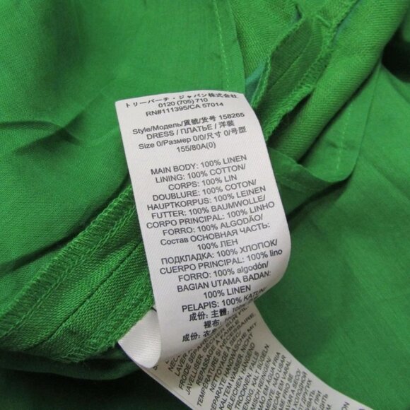Tory Burch Women's Pleated Linen Midi Dress Bright Leaf Green Size 0 - Picture 5 of 8